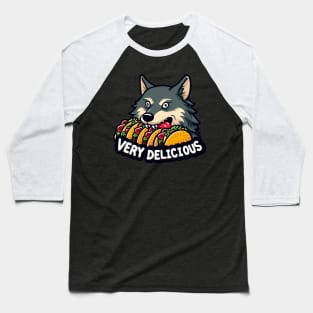 Wolf Eating Tacos Baseball T-Shirt